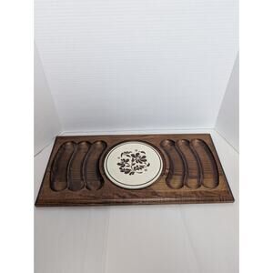 Vintage 1970's Jerry Abrams Charcuterie Board. Scandinavian Folk Floral Pattern.